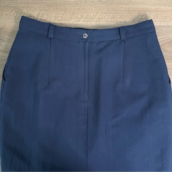 Navy Vintage 80s Ribbed Matching Blazer & Skirt Set - Picture 9 of 13